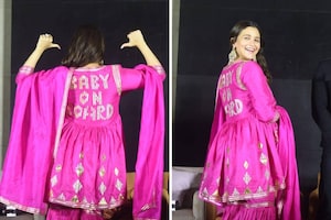 Alia Bhatt Flaunts 'Baby On Board' Text On The Back Of Her Pink Sharara Set During Brahmastra Promotions, See Pics