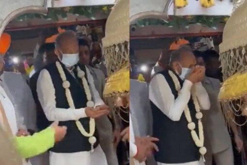 Viral Video Of Ashok Gehlot Drinking Holy Water While Wearing Mask
