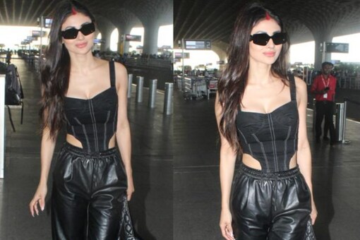 Mouni Roy looks uber cool in her stylish airport look. (Image: Viral Bhayani)