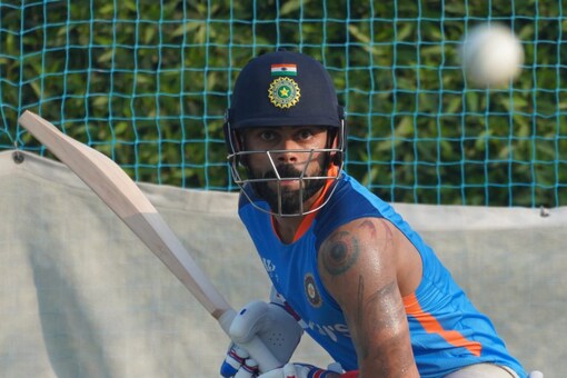 Virat Kohli bats at the nets in Dubai on Friday.