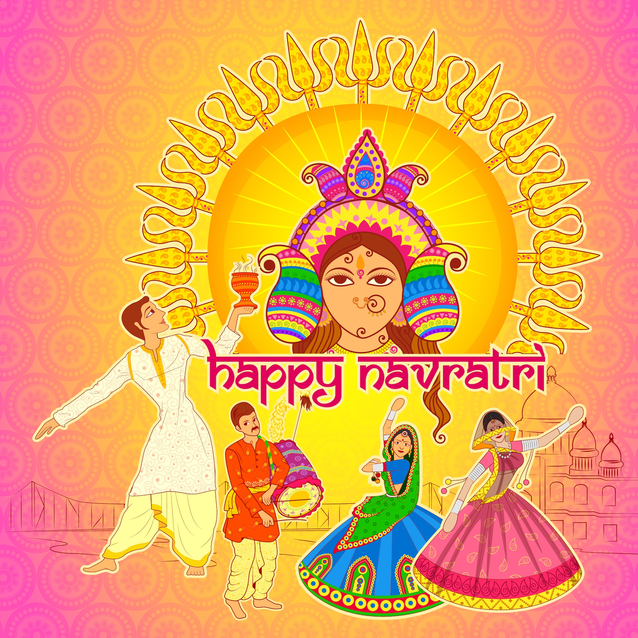 5 Ace happy navratri new fesitval Wall Sticker Poster|size:12x18  inch|Multicolor : Amazon.in: Home & Kitchen