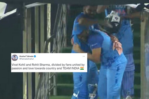 Virat Kohli, Rohit Sharma share a special moment as India defeated Australia 2-1 in the T20I series in Hyderabad. (Twitter screengrab)