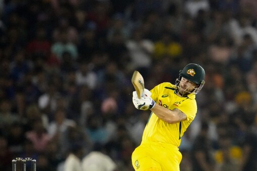 Australia's Matthew Wade hits a six during the first T20 cricket match between India and Australia, in Mohali, India, Tuesday, Sept. 20, 2022. (AP Photo/Manish Swarup)