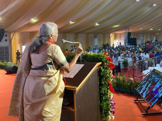 Nirmala Sitharaman delivers the Convocation Address at the 10th Convocation Ceremony of Indian Institute of Information Technology, Design and Manufacturing. (Image: Twitter/ Nirmala Sitharaman)