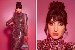 Nora Fatehi Displays Curves In Pink Shimmery Bodycon Dress, Check Out Her Hottest Photos In Figure-hugging Outfits