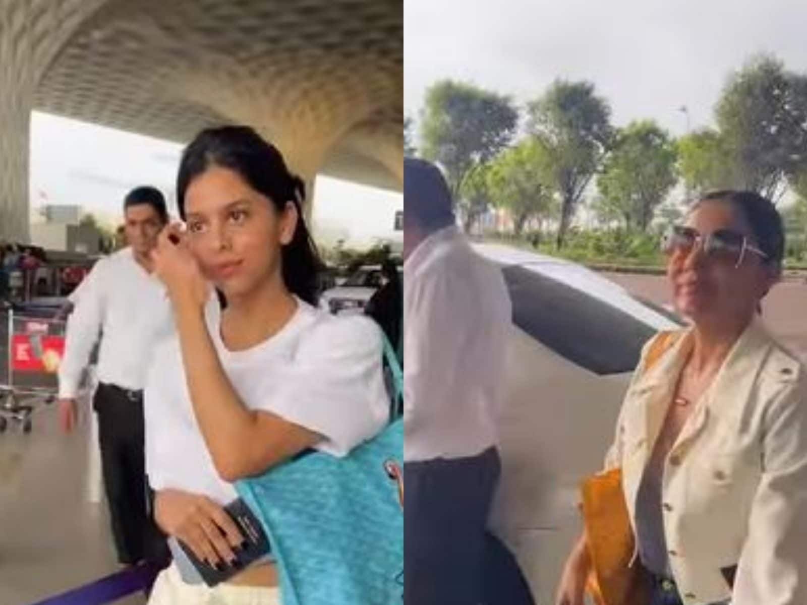Gauri Khan greets paparazzi; Suhana Khan's airport look wows fans