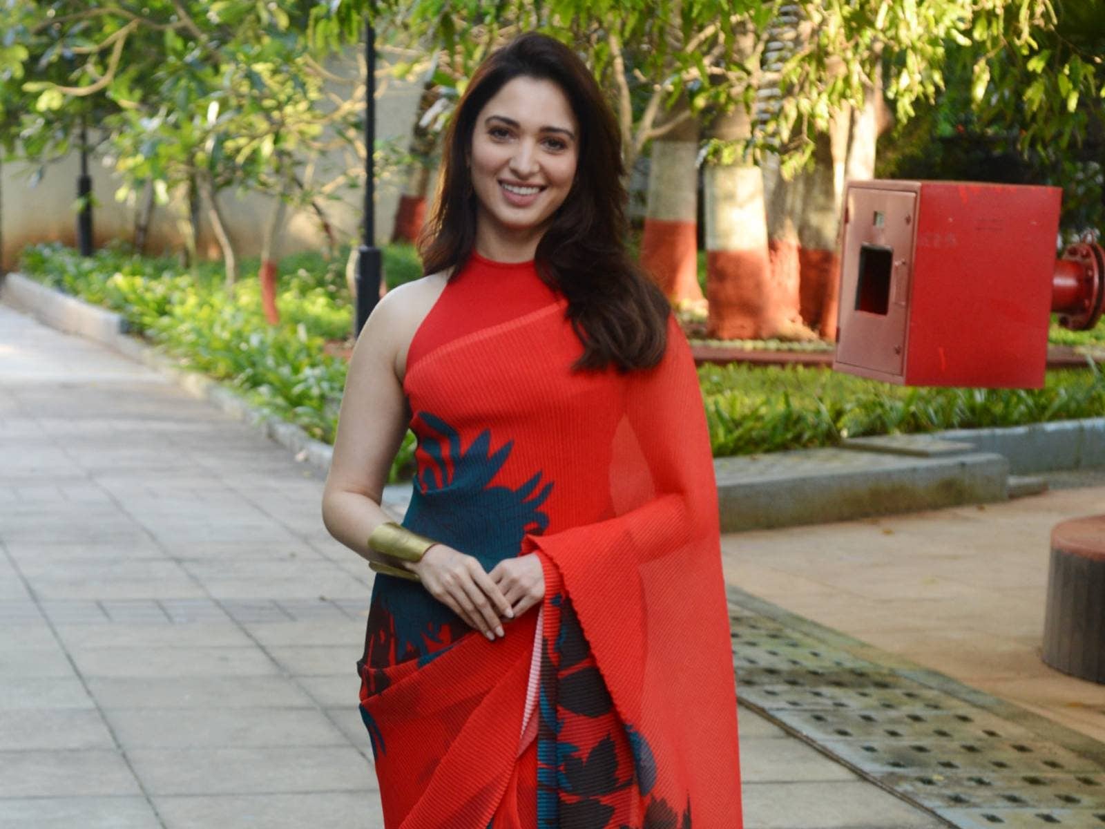 Tamannaah Bhatia Exudes Elegance In Red Pleated Saree At Babli Bouncer Special Screening, See Her Gorgeous Saree Looks