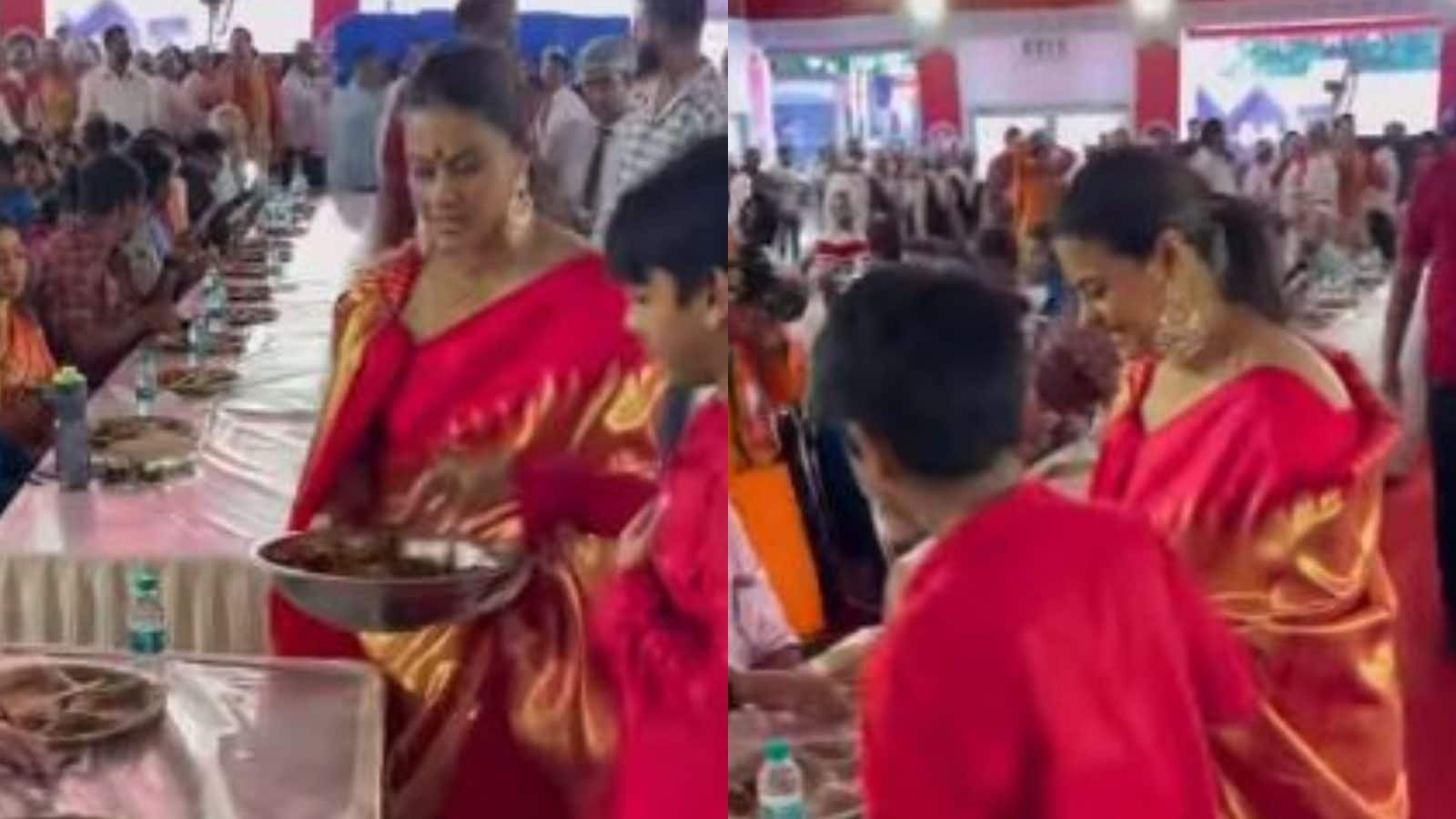 Proud Mom Kajol Posts Video Of Son Yug Devgn As He Serves Food At Durga