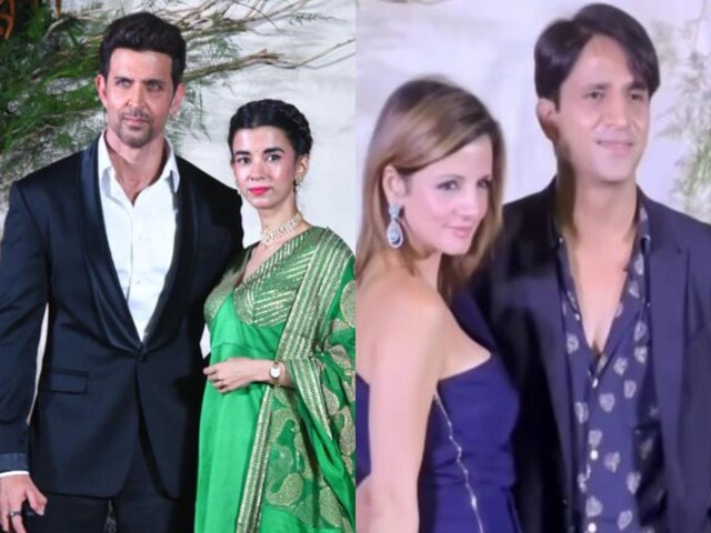Hrithik Roshan-Saba Azad and Sussanne Khan-Arslan Goni at Richa Chadha-Ali Fazal wedding reception. (Photos: Viral Bhayani) 