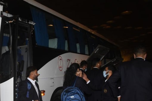 Team India players at the Mumbai airport leaving for Australia.