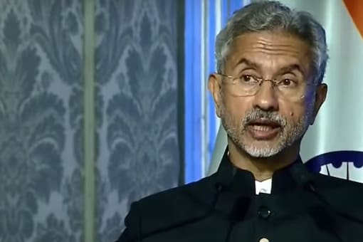 On the issue of Palestine, Jaishankar said India stands for a two-state solution, with the two states living peacefully side-by-side (Image: YouTube/MEA)