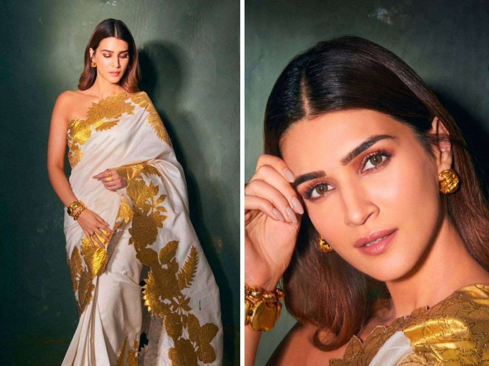 Kriti Sanon Exudes Grace In White And Golden Saree, Check Out The Diva's  Most Gorgeous Saree Looks