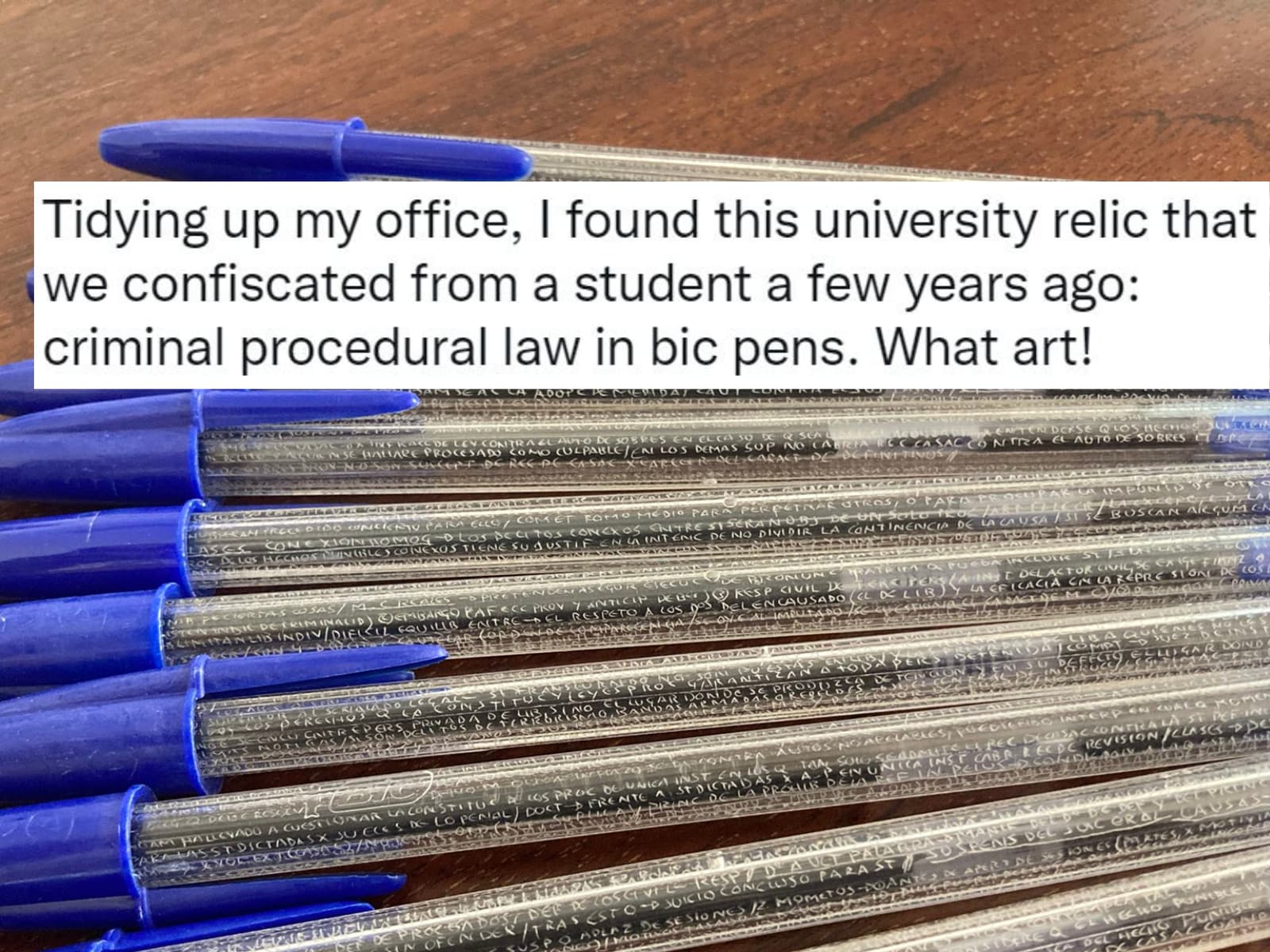 Law Student Busted After Etching Notes on Pens to Cheat in Exam