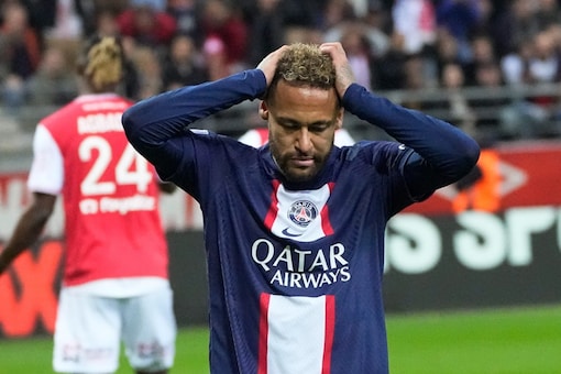 Neymar ͧ PSG ͺҧ觢ѹص French League One ҧ Reims  Paris Saint-Germain  Stade Auguste-Delaune  Reims ҧѹͧ͡ѹ 8 .. 2022 (AP Photo/Michel Euler)