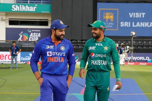 Rohit Sharma and Babar Azam interact with each other during the recently concluded Asia Cup.