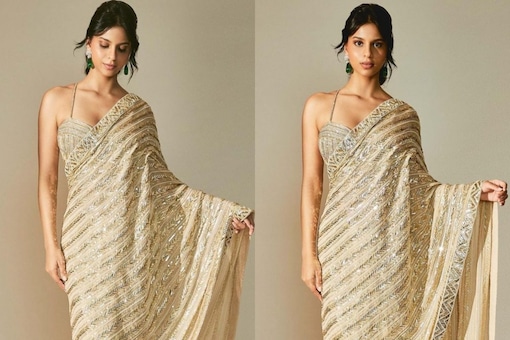 Suhana Khan dropped a couple of gorgeous photos dressed in a beautiful saree 