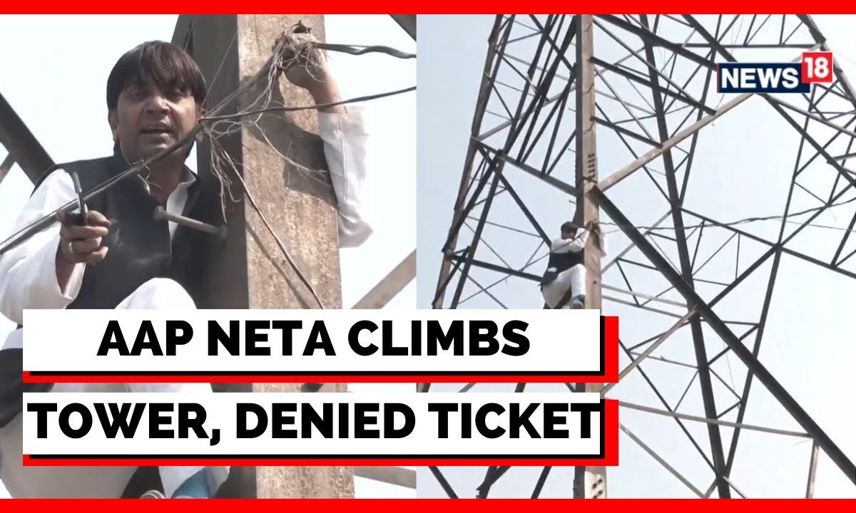 MCD Polls | AAP Leader Climbs A Transmission Tower After The Party ...