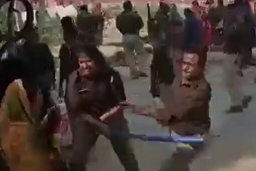 A purported video of the incident also surfaced on the internet where the police can be seen thrashing the activists. (Photo by @BhimArmyChief)