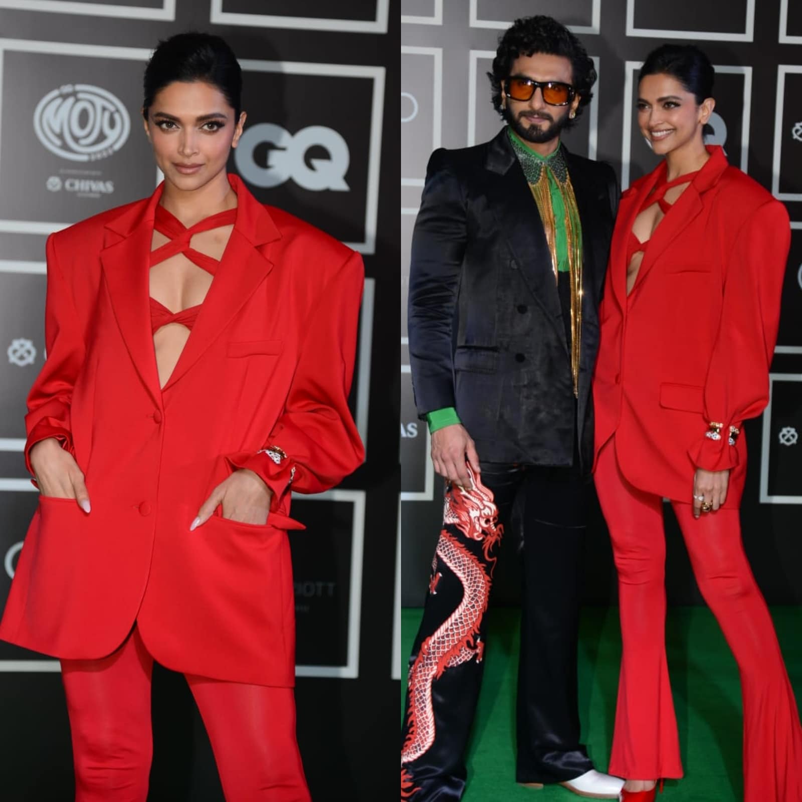 Ranveer Singh in dragon pants and Deepika Padukone in red outfit nail  couple fashion goals - India Today