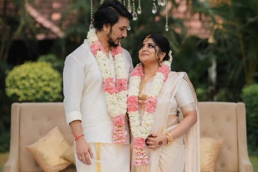 Gautham Karthik and Manjima Mohan tie the knot. Pictures from their dreamy wedding go viral. 