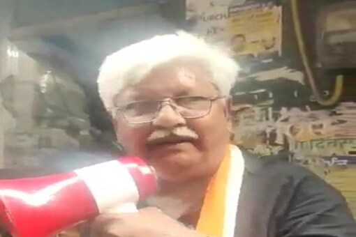 Khan can be seen addressing a gathering in the purported video of the incident. (Screengrab/ANI)
