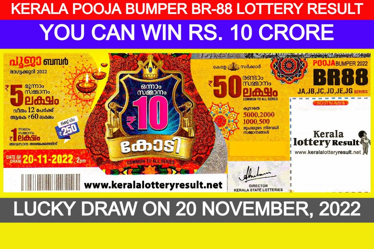 Kerala Pooja Bumper BR-88 Lottery Result on Sunday, November 20; First Prize Rs 10 Crore!