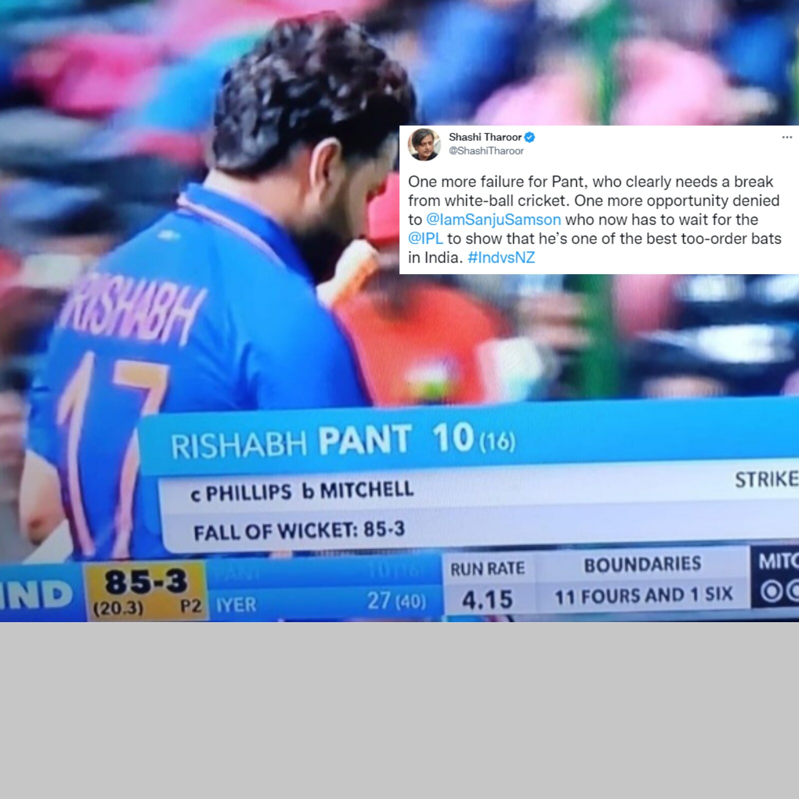 Rishabh Pant Faces Flak Over Bad Form, Shashi Tharoor Wonders Why Sanju Samson is Sitting Out Rishabh Pant Faces Flak Over Bad Form, Shashi Tharoor Wonders Why Sanju Samson is Sitting Out