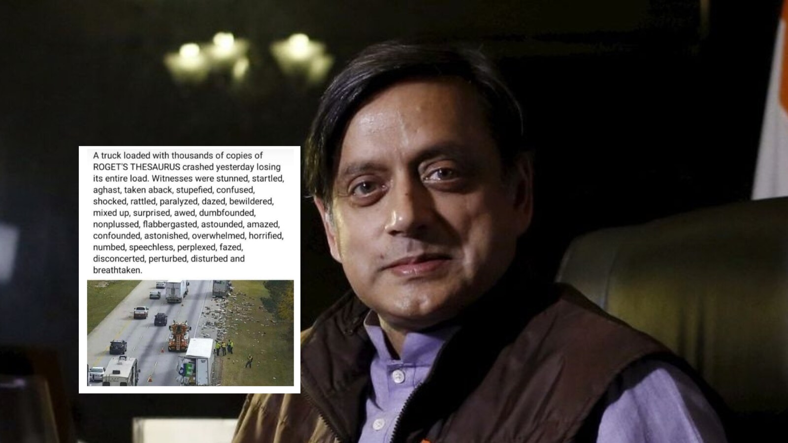 Shashi Tharoor’s Reaction to Truck Carrying Copies of Thesaurus Leaves