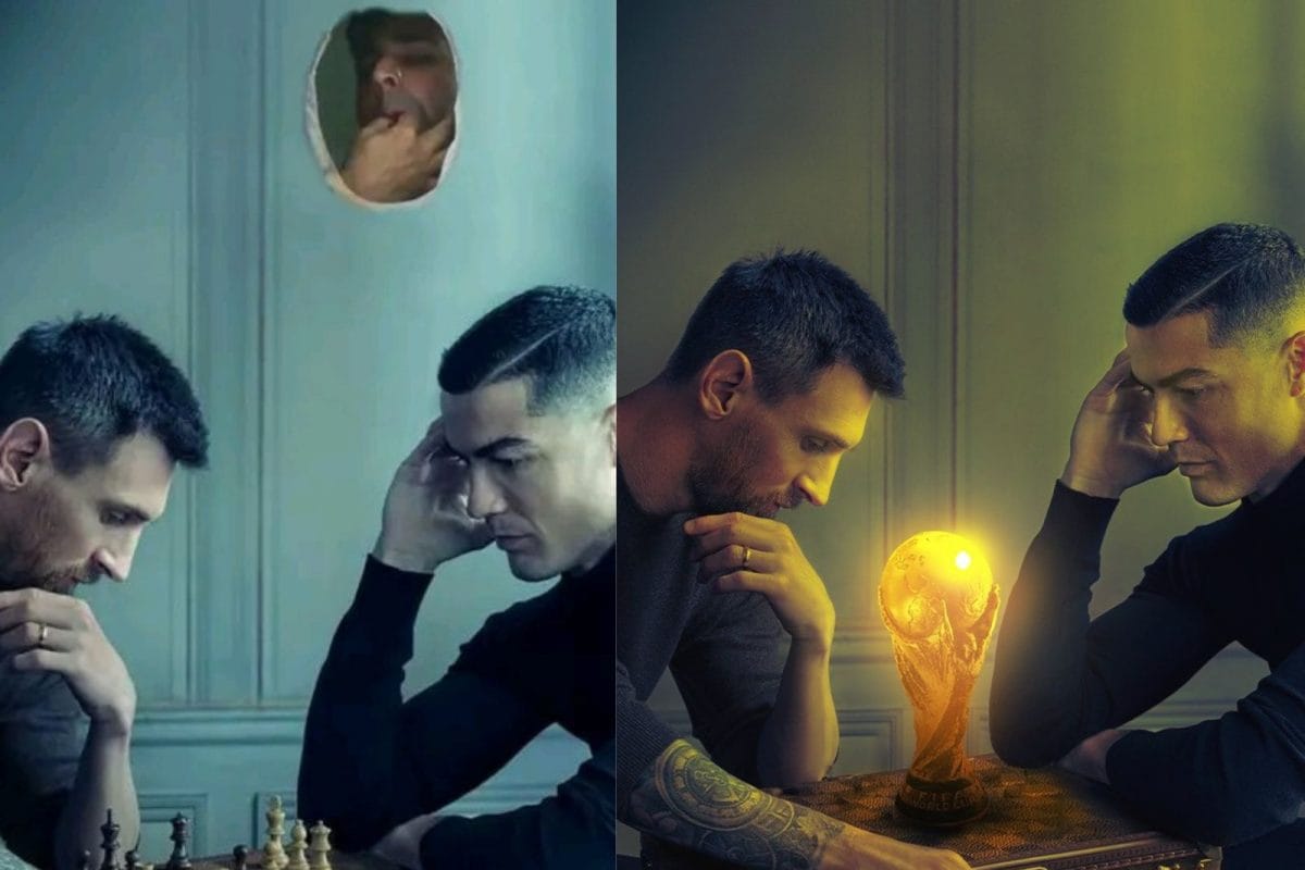 GREEN SCREEN + PNG] Messi and Ronaldo playing Chess meme template