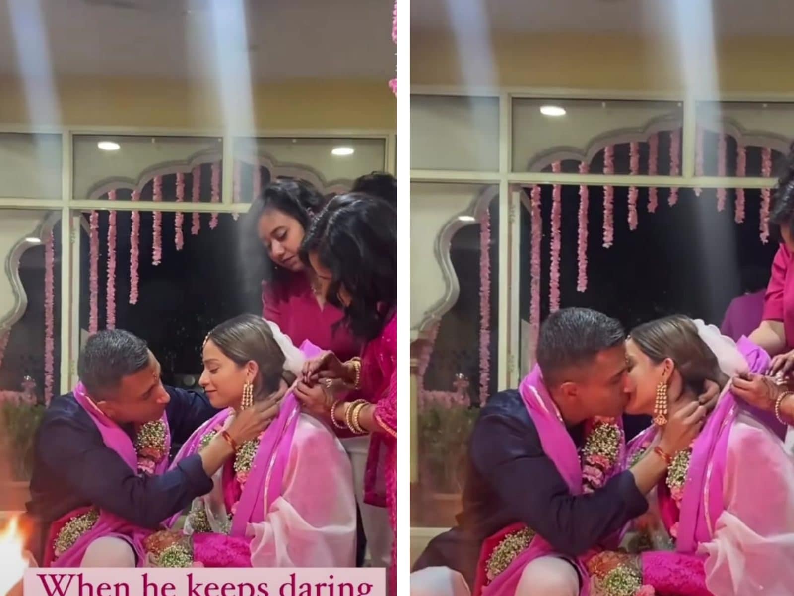 Viral Video of Indian Couple Kissing During Wedding Ceremony in Mandap Garners Mixed Reactions