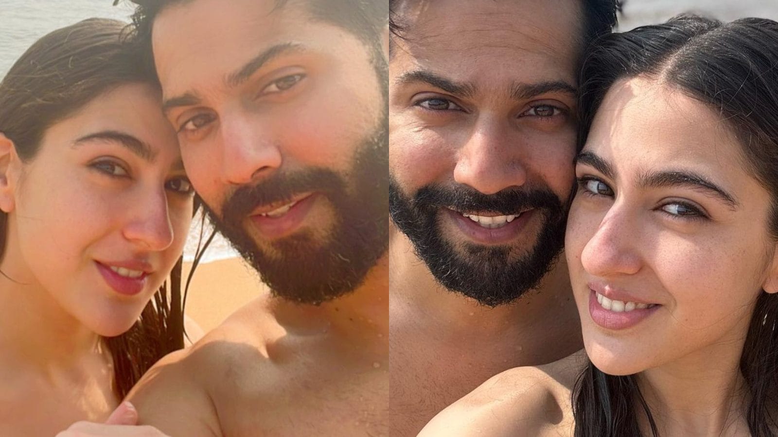 Varun Dhawan Goes Shirtless Sara Ali Khan Slips Into Red Hot Swimsuit As They Hit The Beach 2718