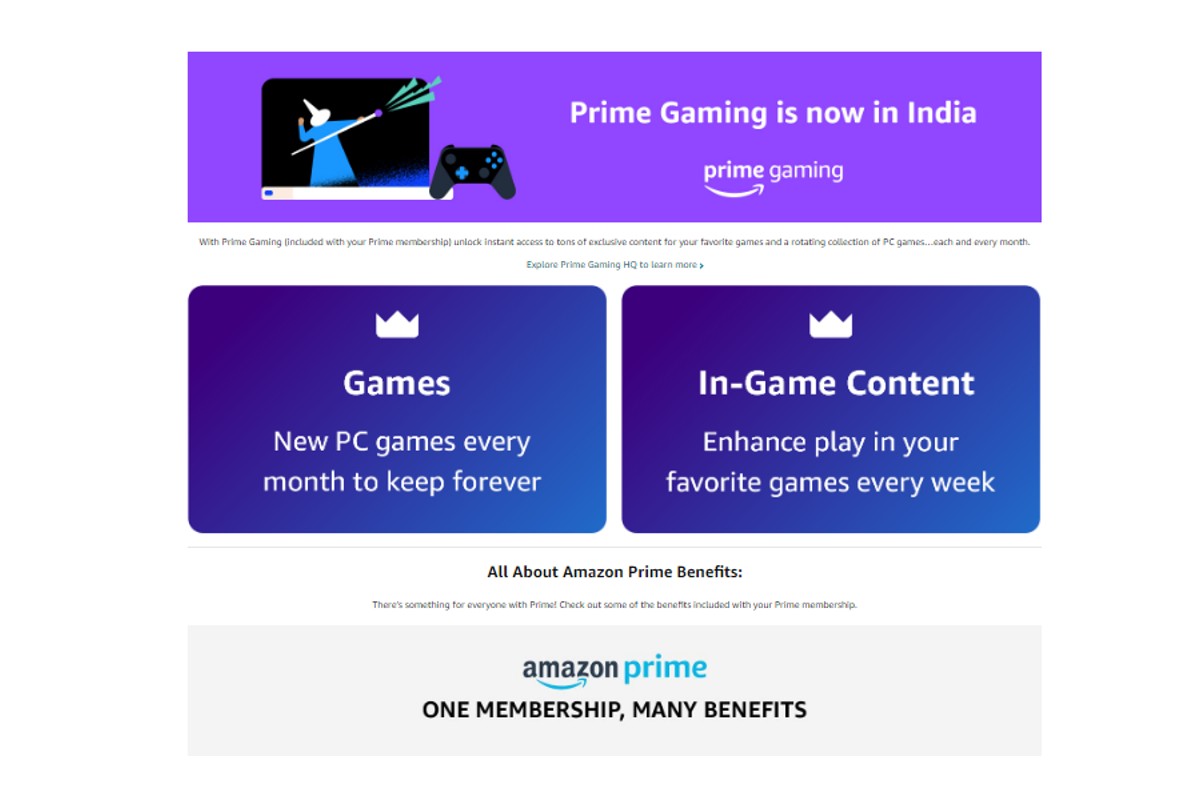 Prime Gaming launched in India