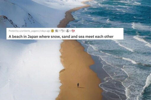 Japanese Beach Where Snow, Sand And Sea Meet Goes Viral. (Image: Instagram/@ag.lr.88)