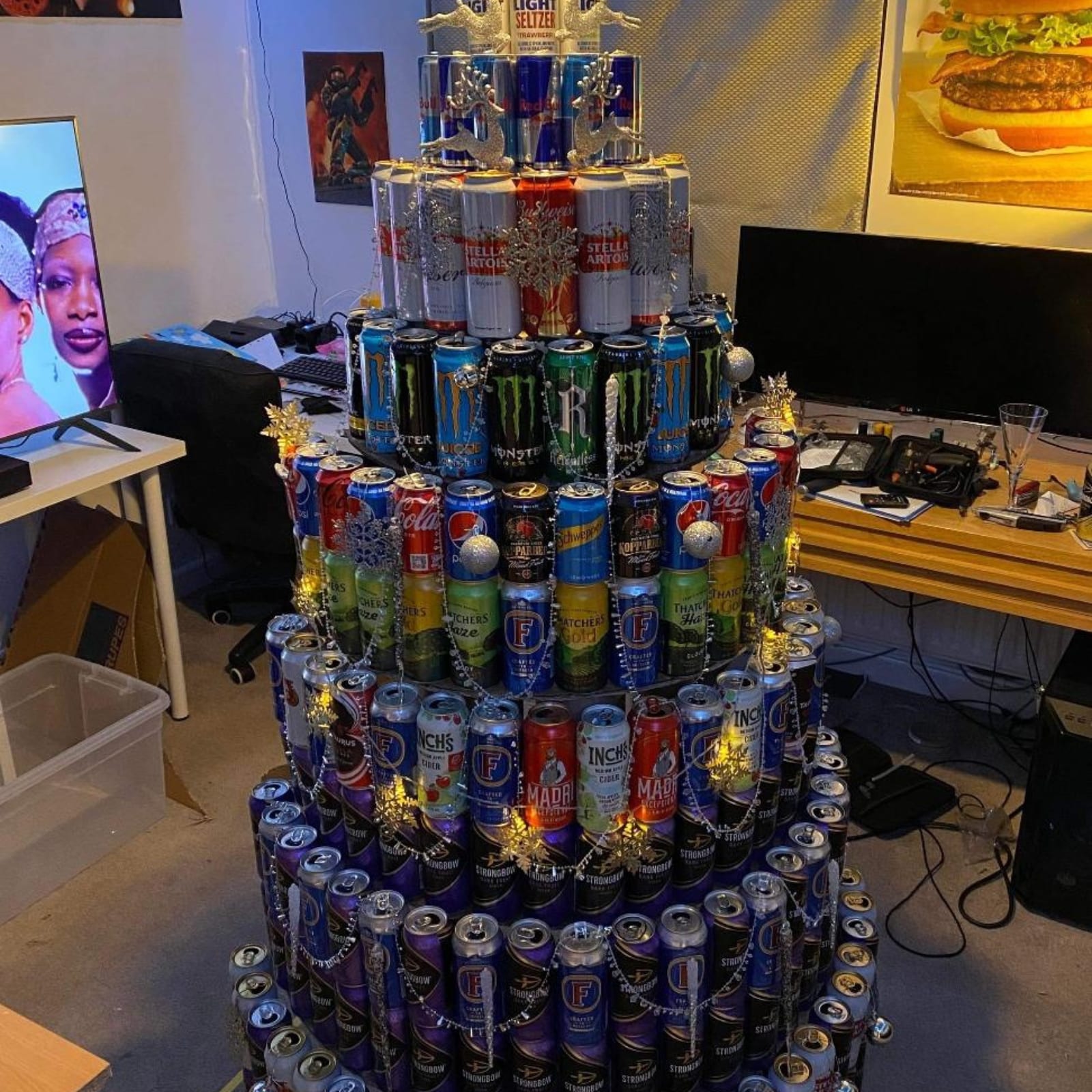 DIY Beer Cake Tower with real cake on the top | under $20 - YouTube
