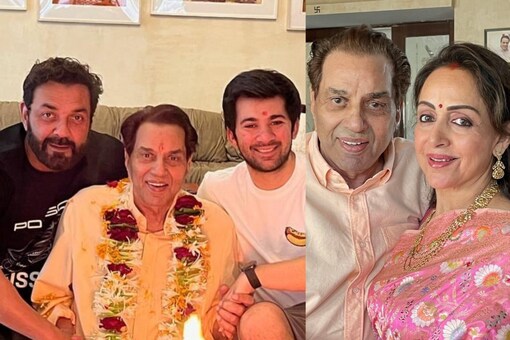 Dharmendra gets birthday wishes for wife Hema Malini, son Bobby and grandson Karan. (Photos: Instagram) 