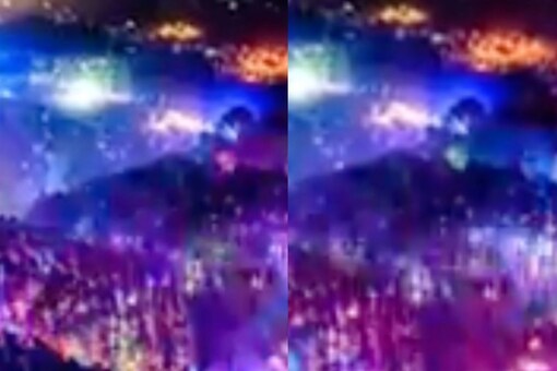 Video of Michigan Forest Transformed With LEDs For Music Festival. (Image: Reddit/@r/interestingasfuck)