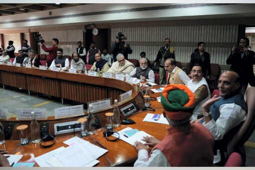 The meeting was chaired by Union minister and deputy leader of the BJP in Lok Sabha Rajnath Singh. (PTI Photo)