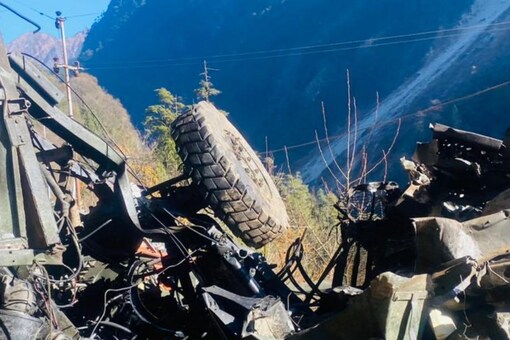 While crossing the Mangan district, the vehicle skidded down a steep slope while negotiating a sharp turn. (Image: special arrangement)