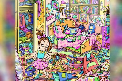 The image shared challenges to spot the hidden sock of the girl.