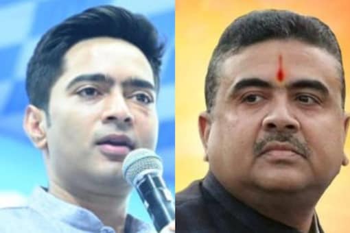 TMC MP Abhishek Banerjee (L) will hold a rally at East Medinipur’s Kanthi, known to be a stronghold of opposition leader Suvendu Adhikari, who will hold his meeting at Banerjee’s parliamentary constituency Diamond Harbour. (Image: News18/Twitter/File)