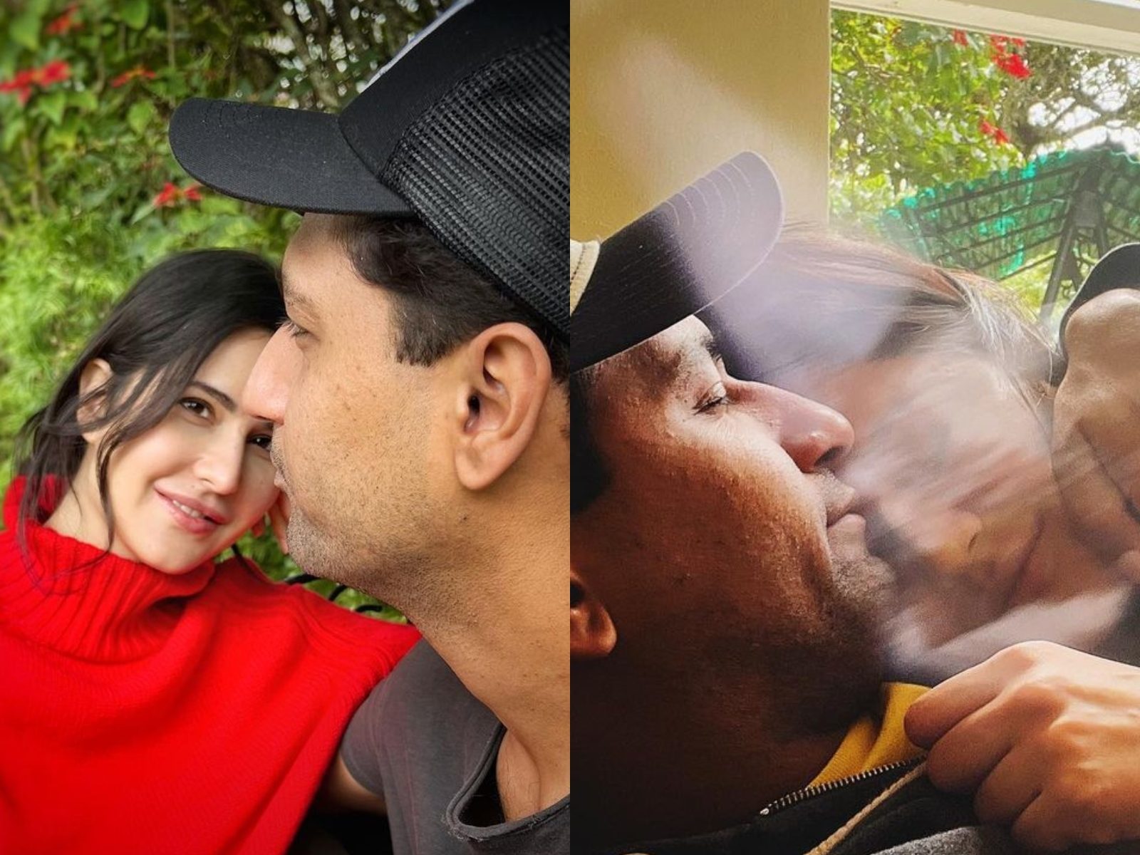 Romantic ethnic man kissing cheek of girlfriend and taking selfie · Free  Stock Photo