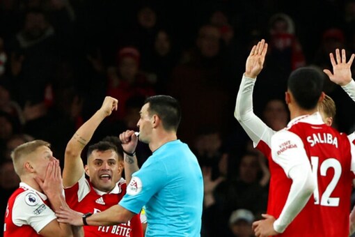 Arsenal were denied two late penalty claims. (AP Photo)