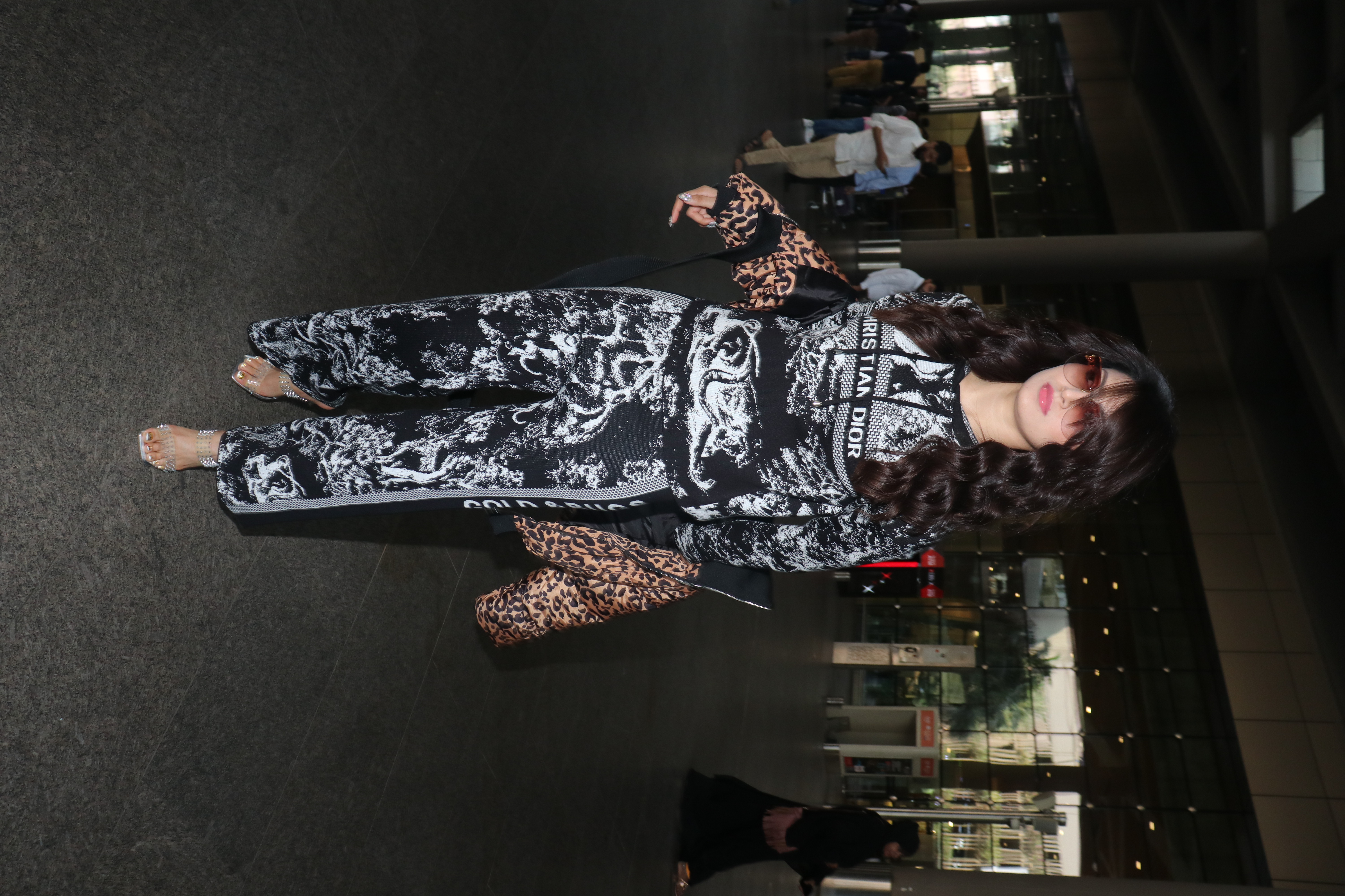 Urvashi Rautela keeps it stylish in a printed co-ord set at the airport. 