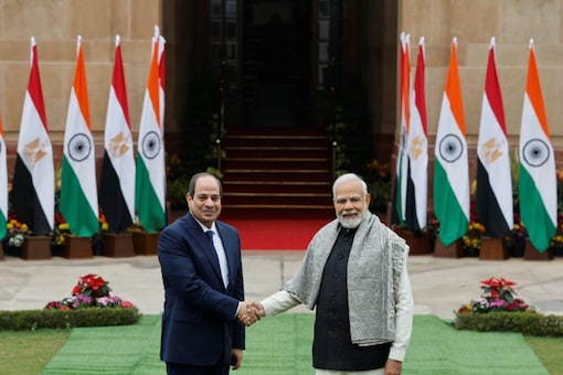 On India’s 74th Republic Day, Egyptian President El-Sisi shared the stage with PM Modi to witness the grand parade on Kartavya Path. (Reuters)