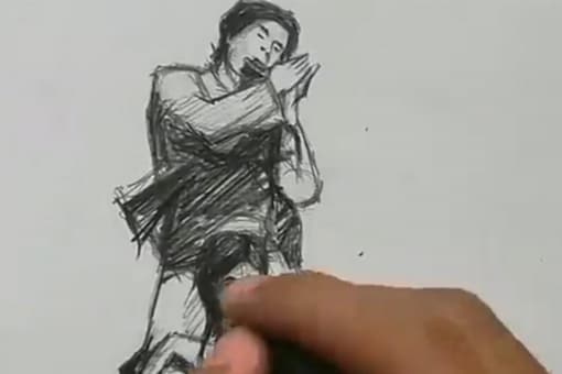 Pencil sketch of the iconic scene from Sholay. (Image source: Twitter)