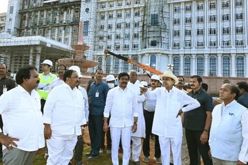 Rao visited the construction site of the new secretariat on Tuesday and instructed the officials to complete the work on war footing basis without comprising on the quality. (Image: special arrangement)