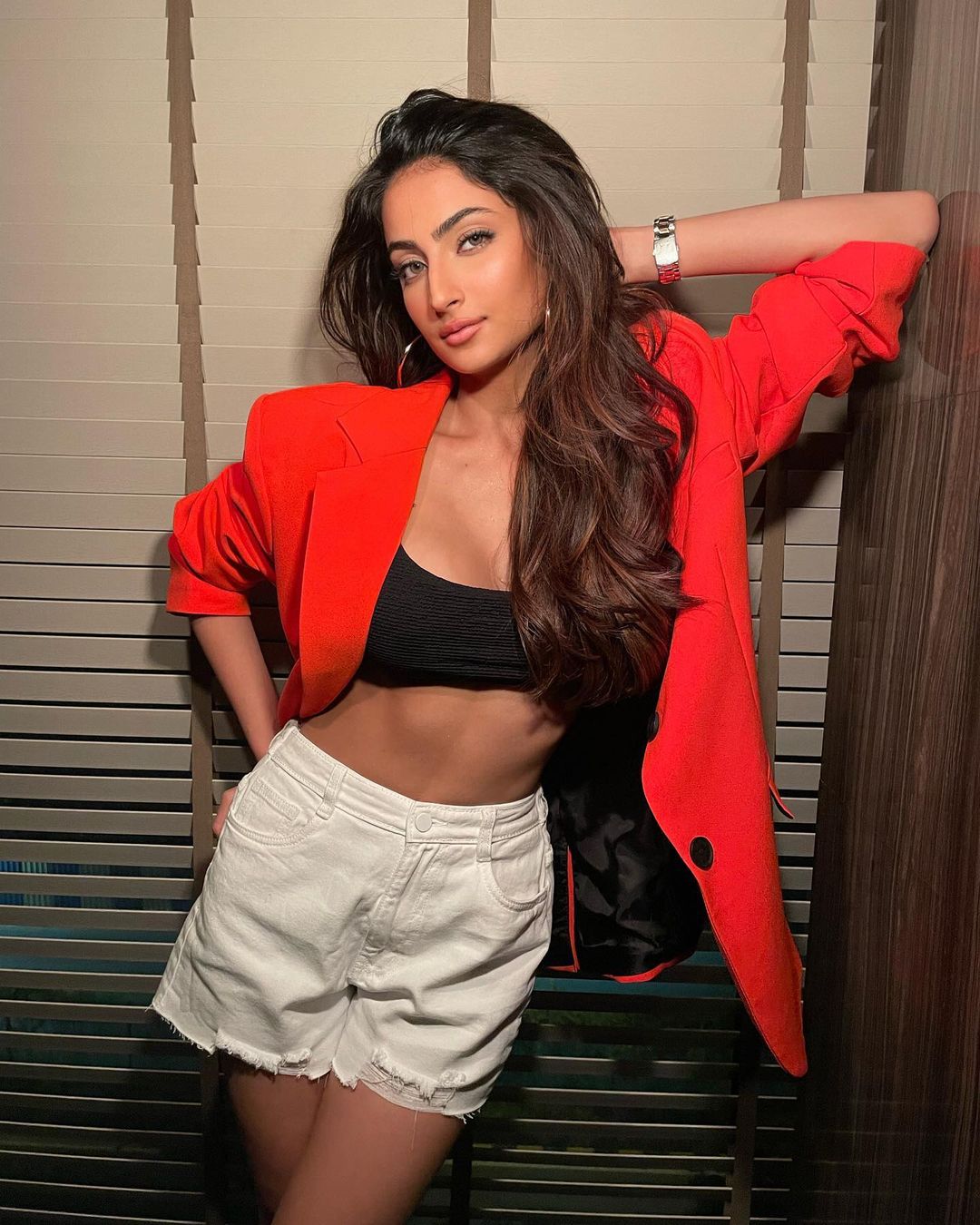 Palak Tiwari Flaunts Hourglass Figure In Shimmery Nude Co ord Set In