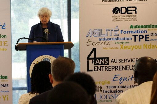 US Treasury Secretary Janet Yellen attends a meeting at the General Delegation for Rapid Entrepreneurship of Women and Youth (DER) In Dakar, Senegal (Image: Reuters)