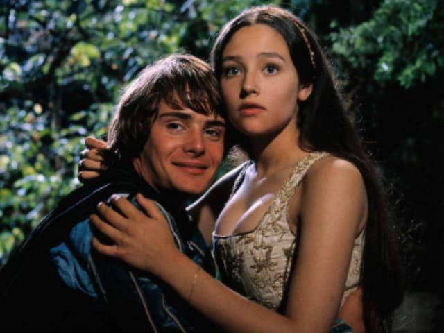 Olivia Hussey and Leonard Whiting in a still from Romeo and Juliet.