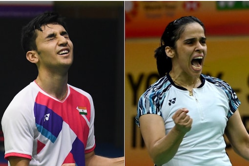 Indian badminton stars Lakshya Sen and Saina Nehwal (Twitter)